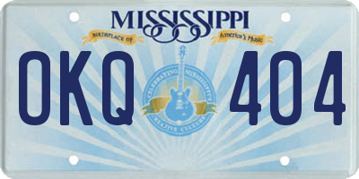 MS license plate OKQ404
