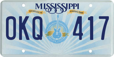 MS license plate OKQ417