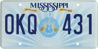 MS license plate OKQ431