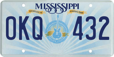 MS license plate OKQ432