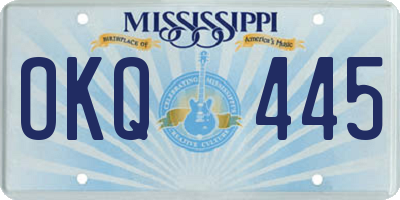 MS license plate OKQ445