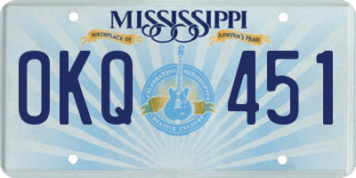 MS license plate OKQ451