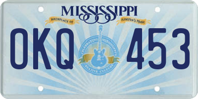 MS license plate OKQ453