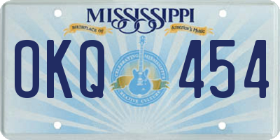 MS license plate OKQ454