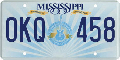 MS license plate OKQ458