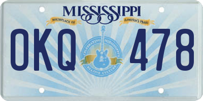 MS license plate OKQ478
