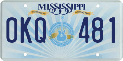 MS license plate OKQ481