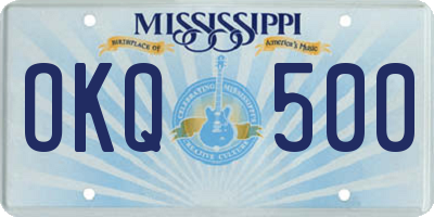 MS license plate OKQ500