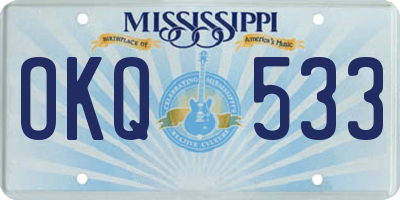 MS license plate OKQ533