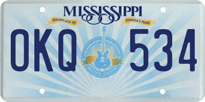 MS license plate OKQ534