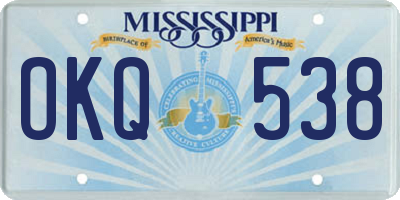 MS license plate OKQ538