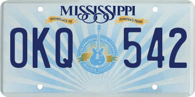 MS license plate OKQ542