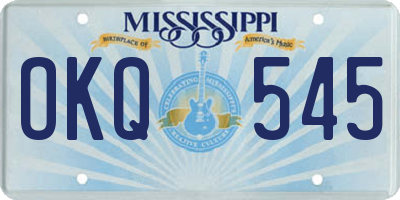 MS license plate OKQ545