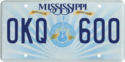 MS license plate OKQ600