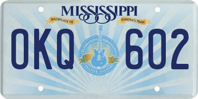 MS license plate OKQ602