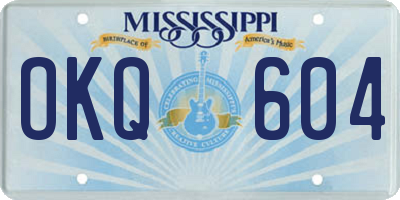 MS license plate OKQ604