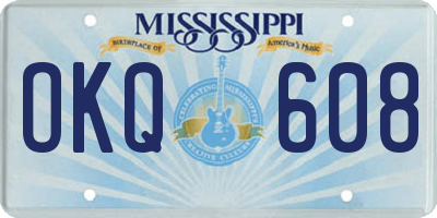 MS license plate OKQ608