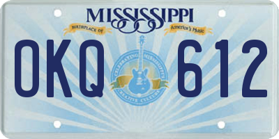 MS license plate OKQ612