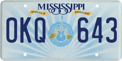 MS license plate OKQ643