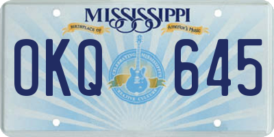 MS license plate OKQ645