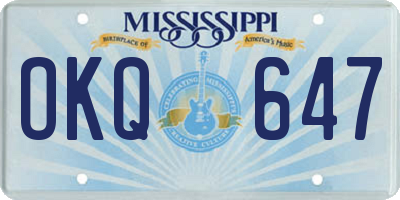 MS license plate OKQ647