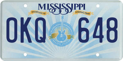 MS license plate OKQ648