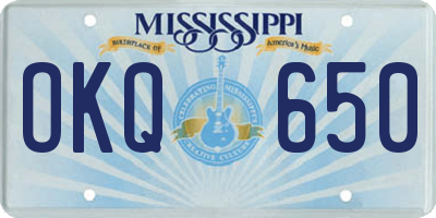 MS license plate OKQ650