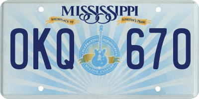 MS license plate OKQ670