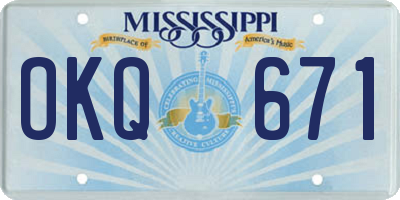 MS license plate OKQ671