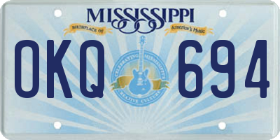 MS license plate OKQ694