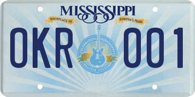 MS license plate OKR001