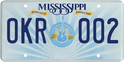 MS license plate OKR002