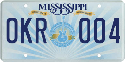 MS license plate OKR004