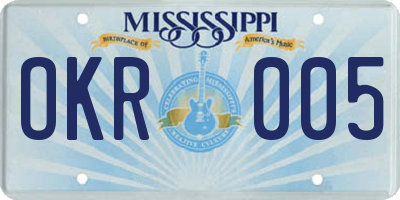 MS license plate OKR005