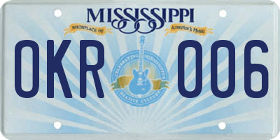 MS license plate OKR006