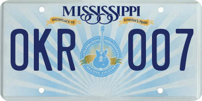 MS license plate OKR007