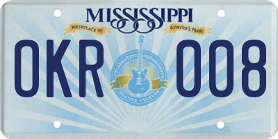 MS license plate OKR008