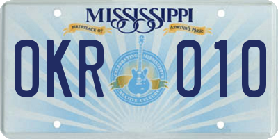 MS license plate OKR010