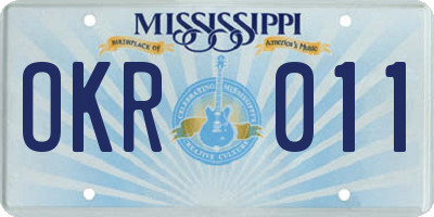 MS license plate OKR011