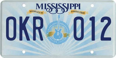 MS license plate OKR012
