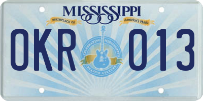 MS license plate OKR013