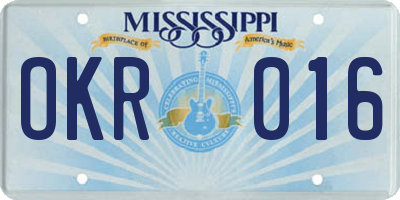 MS license plate OKR016