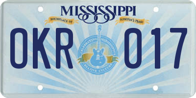 MS license plate OKR017