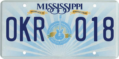MS license plate OKR018
