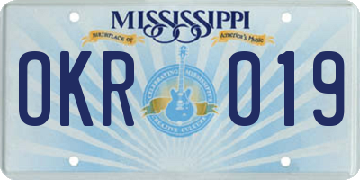 MS license plate OKR019