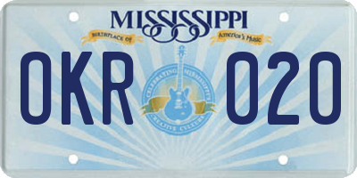 MS license plate OKR020