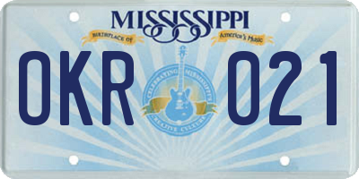MS license plate OKR021