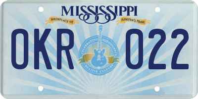 MS license plate OKR022