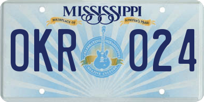MS license plate OKR024