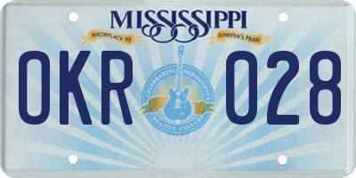MS license plate OKR028